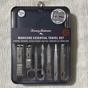 Tommy Bahama Men’s Navy Case Stainless Manicure Essential Travel Set